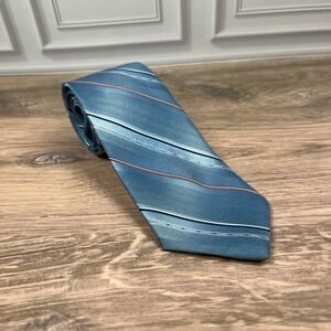Vintage Mervyn's Striped Necktie Men Blue Red White Diagonal Stripe Classic Tie